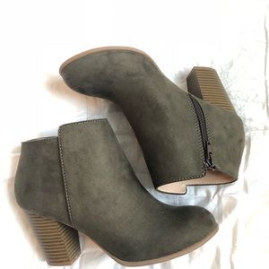 Olive Suede Booties
